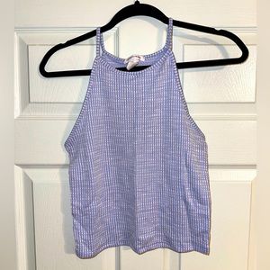 Blue Striped High Neck Tank - Size L